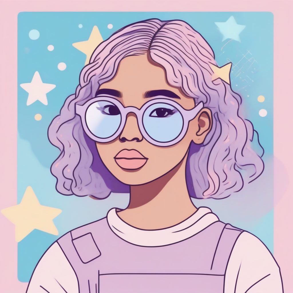 Y2K复古未来风:薰衣草紫可爱涂鸦女孩