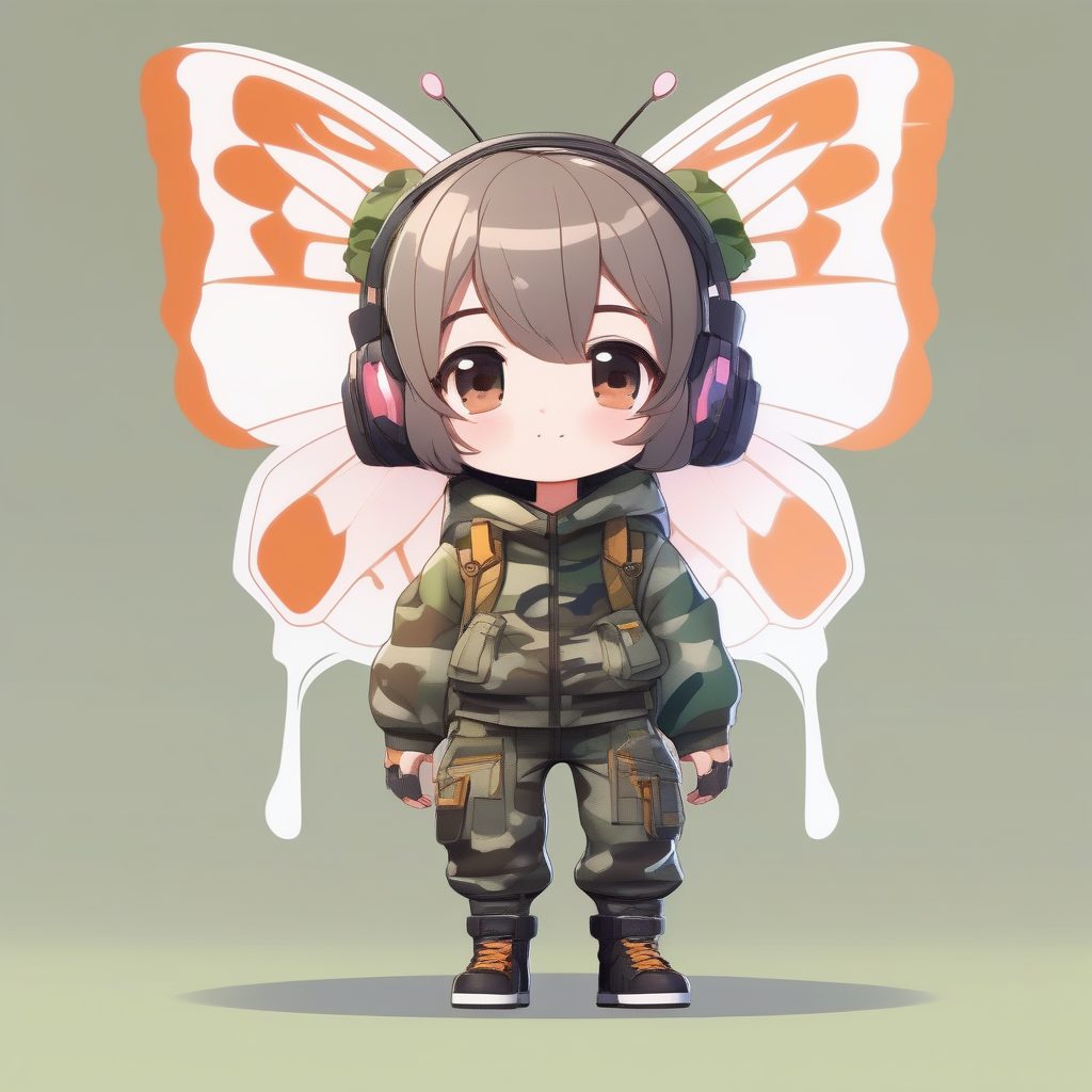 Y2K甜酷风Q版偶像：8K高细节全身照与干净极简背景