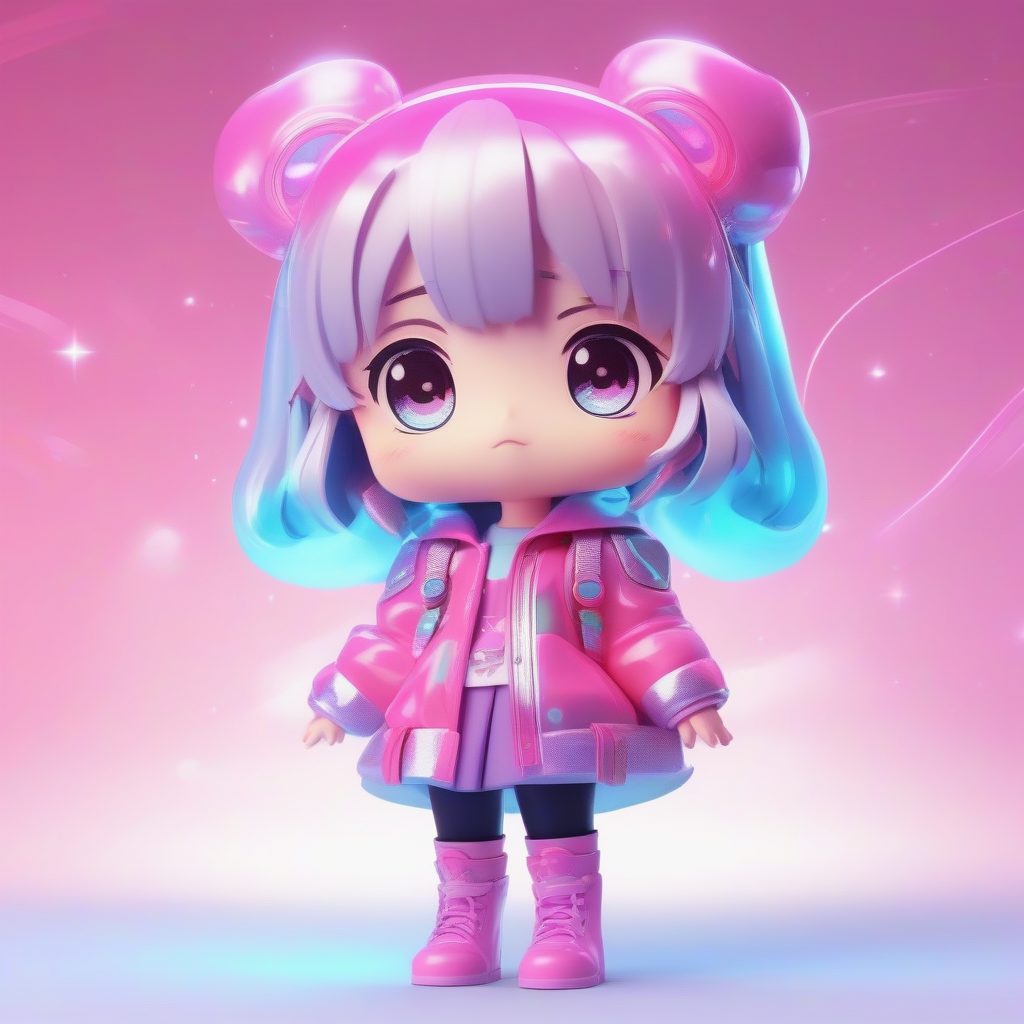 Y2K未来感Q版角色：高光追踪与糖果色背景AI提示词大全