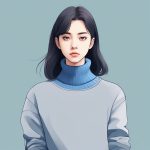 严肃表情的高领少女:冷色调的赛璐珞纯色人像 7 yan su biao qing de gao ling shao nyu leng se diao de sai lu luo chun se ren xiang