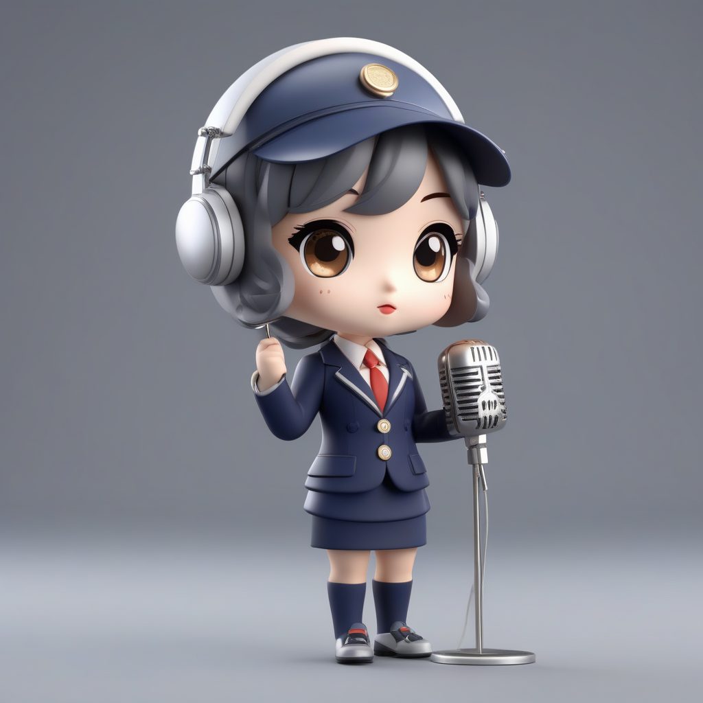 一个C4D极简Q版卡哇伊盲盒：拿着相机的小记者女孩