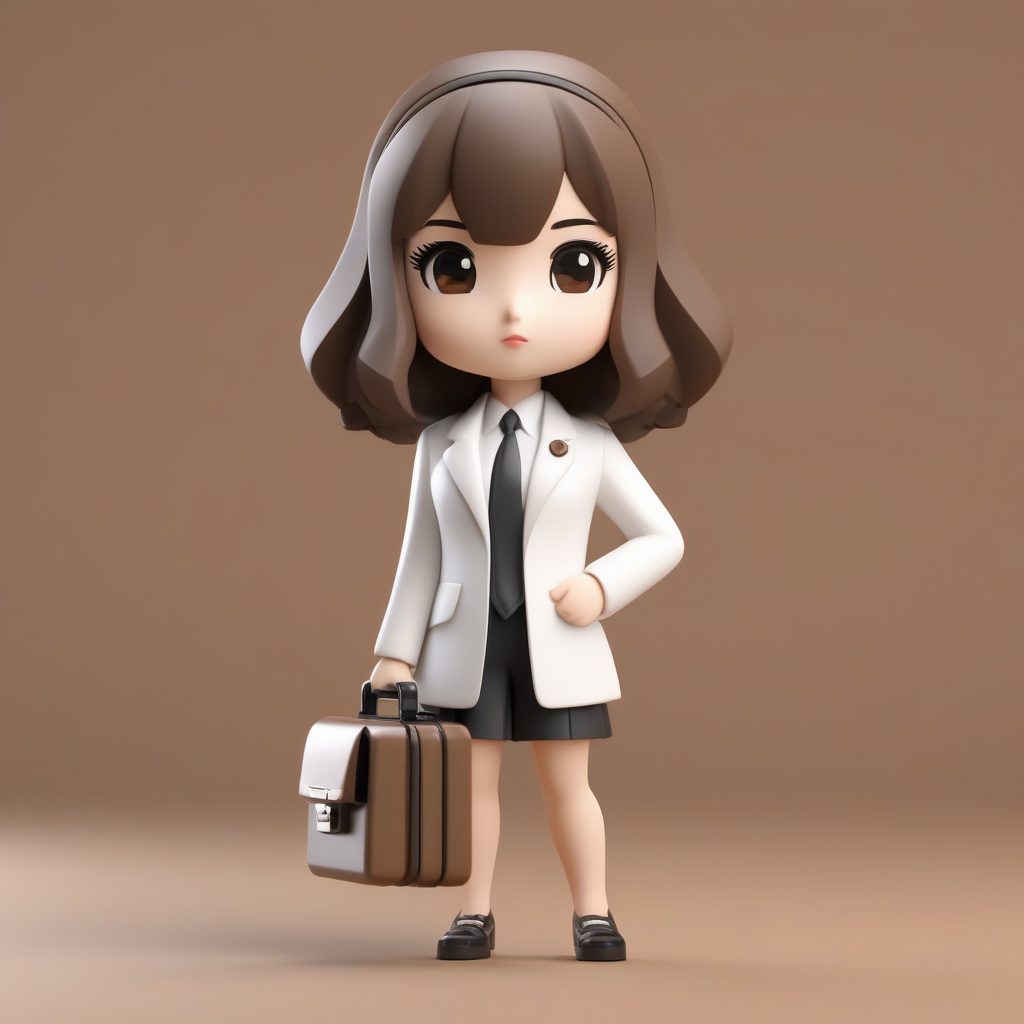 一个C4D极简Q版盲盒：拿着咖啡的小白领女孩