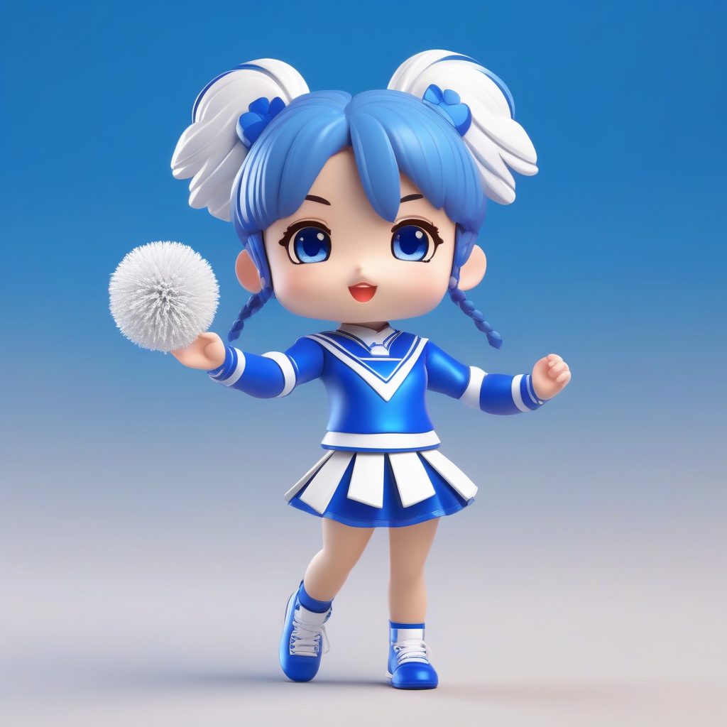 一个C4D极简Q版盲盒：拿着篮球的啦啦队女孩