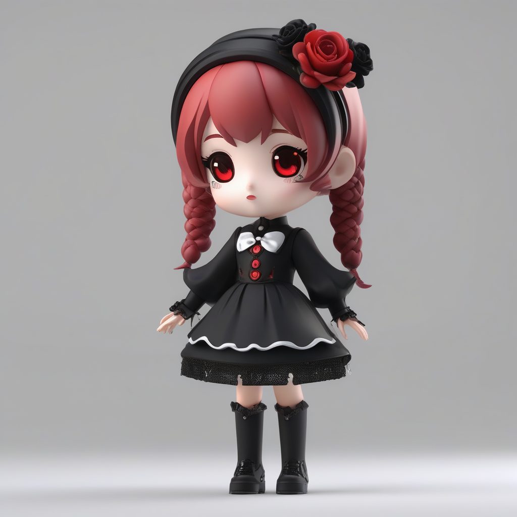 一个极简3D哥特萝莉Q版女孩盲盒玩偶