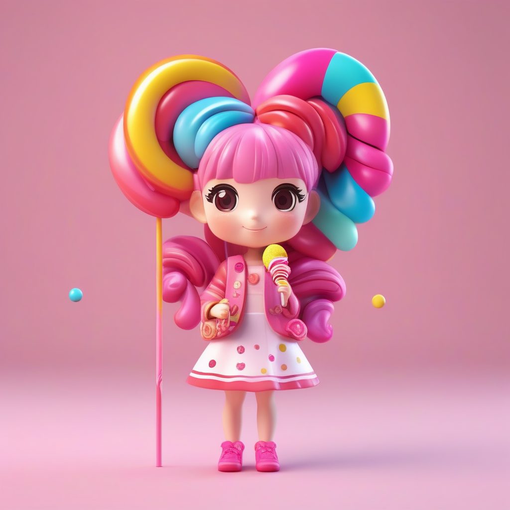 一个极简PopMart甜心棒棒糖Q版女孩全身模型