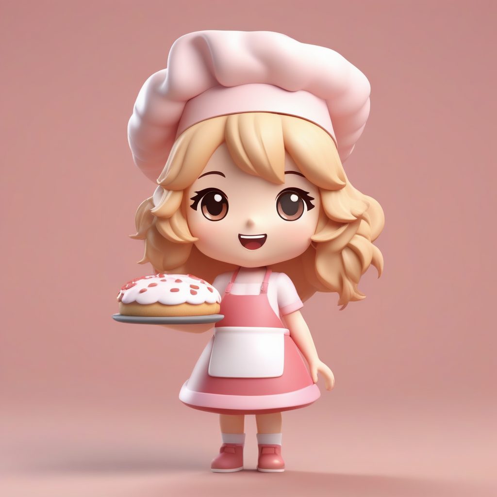 一个极简Q版烘焙师可爱女孩