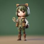 一个极简Q版卡哇伊粘土公仔:拿着放大镜的探险女孩 4 yi ge ji jian q ban ka wa yi nian tu gong zai na zhe fang da jing de tan xian nyu hai