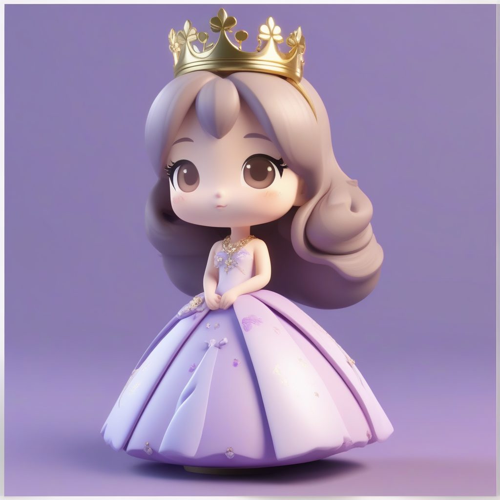 一个极简Q版粘土公仔：戴着皇冠的小公主女孩
