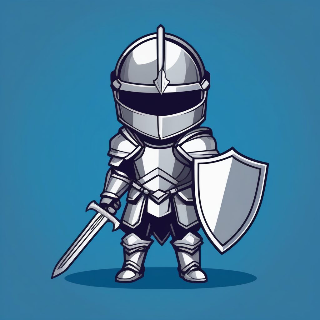 一个极简Q版骑士男孩，钴蓝色纯背景