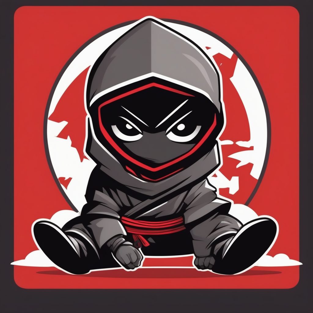 一个极简Q版忍者男孩,红色纯背景 23 一个极简Q版忍者男孩,红色纯背景
