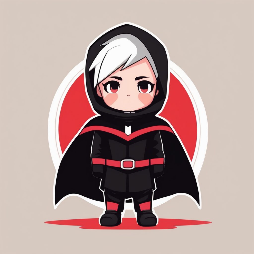 一个极简Q版吸血鬼男孩,深红色纯背景