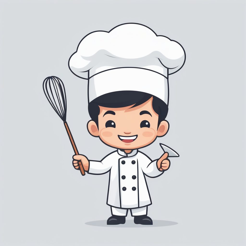 一个极简Q版小厨师男孩，白色纯背景