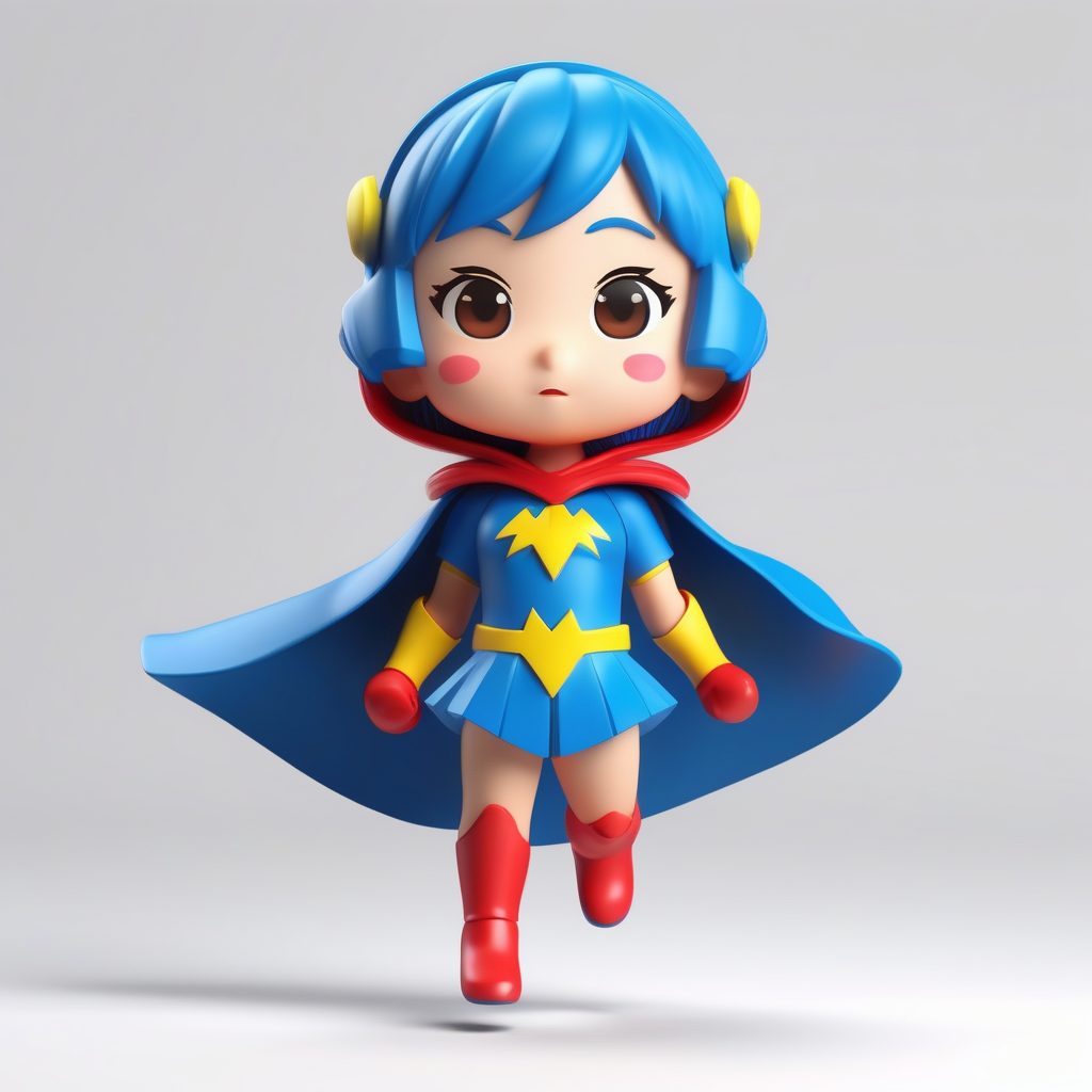 一个可爱粘土Q版超级英雄女孩全身模型