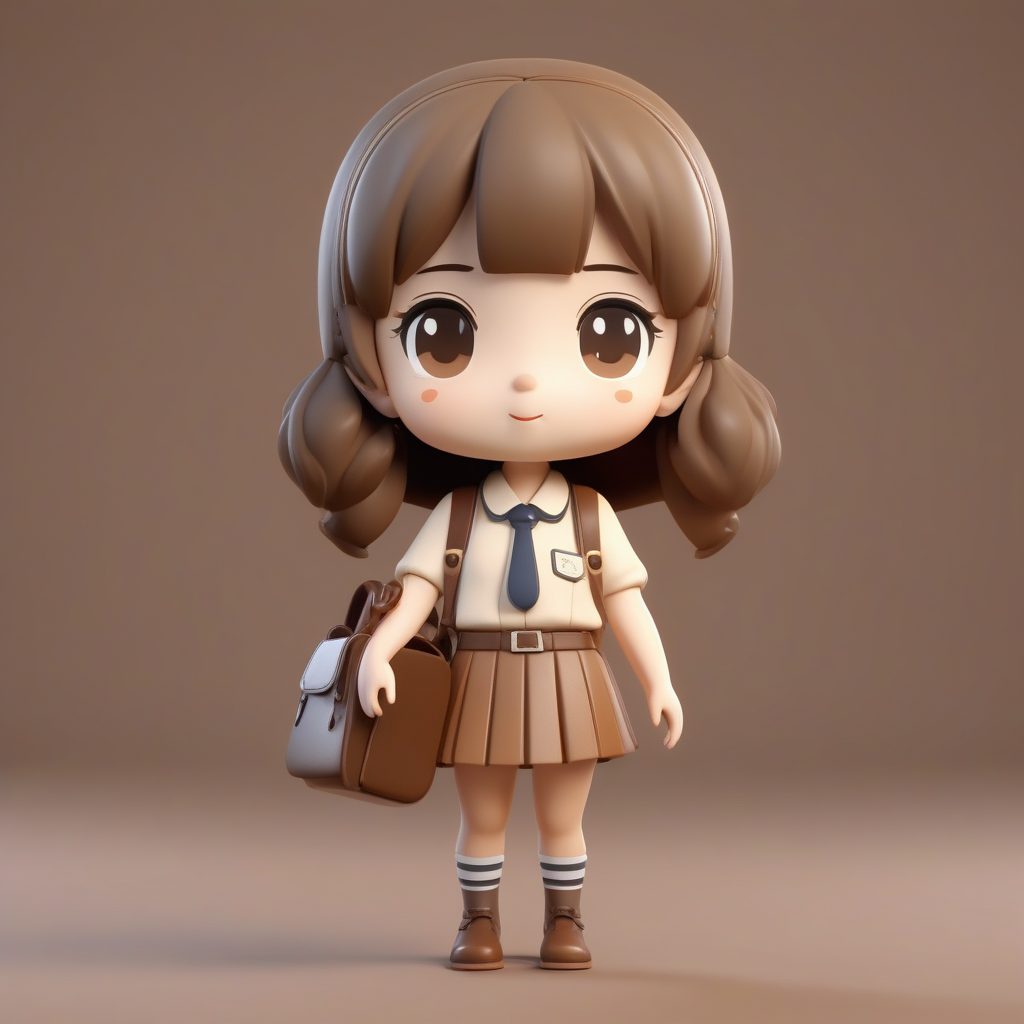 一个可爱粘土Q版复古校服女孩全身手办