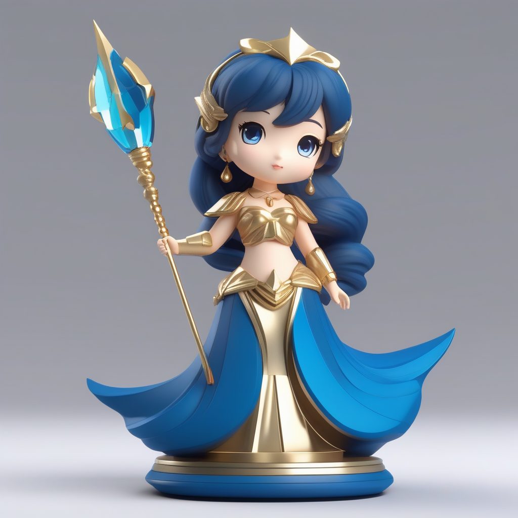 一个可爱粘土Q版美人鱼公主女孩全身模型