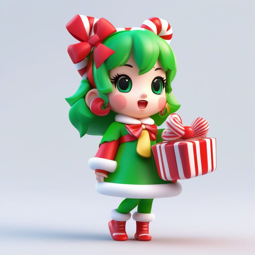 一个可爱粘土Q版圣诞礼物女孩全身模型