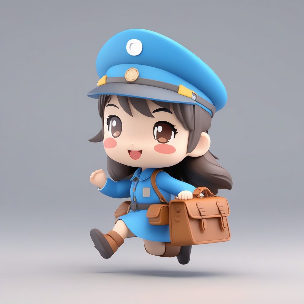 一个可爱粘土Q版邮递员女孩全身手办