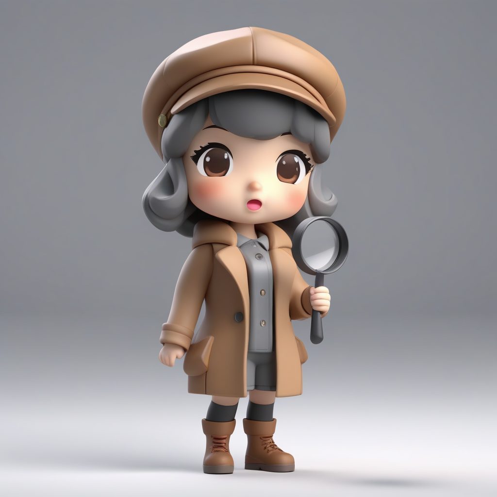 一个可爱粘土Q版侦探女孩全身模型