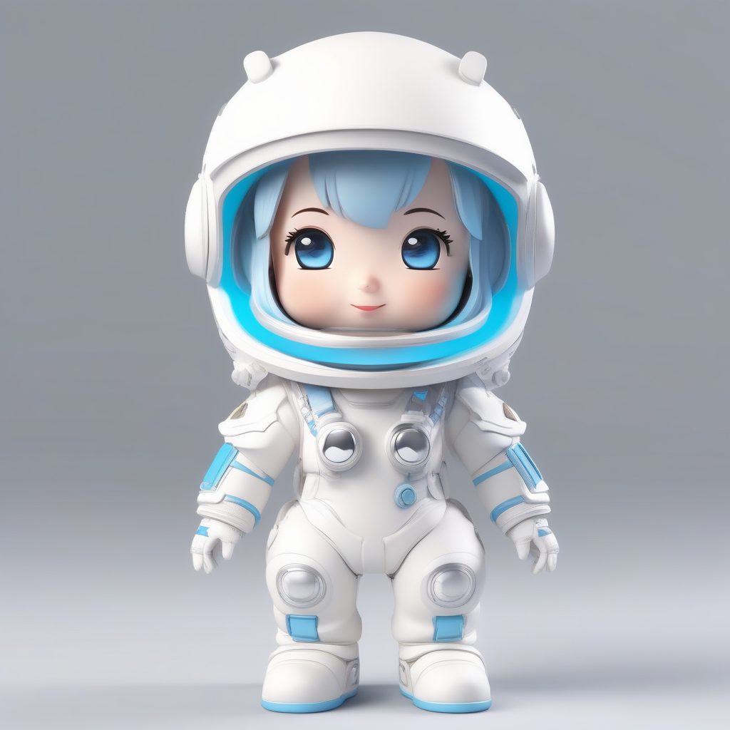 一个粘土材质Q版极简宇航员女孩全身模型