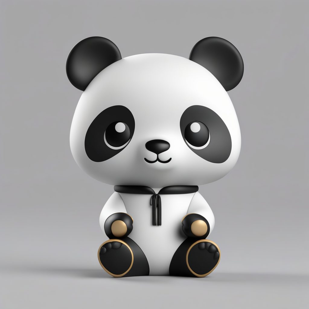 一个粘土材质Q版熊猫套装女孩全身手办