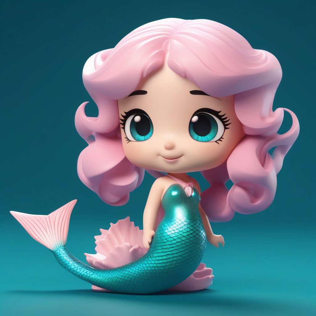 一个Octane渲染Q版卡哇伊粘土手办：美人鱼公主