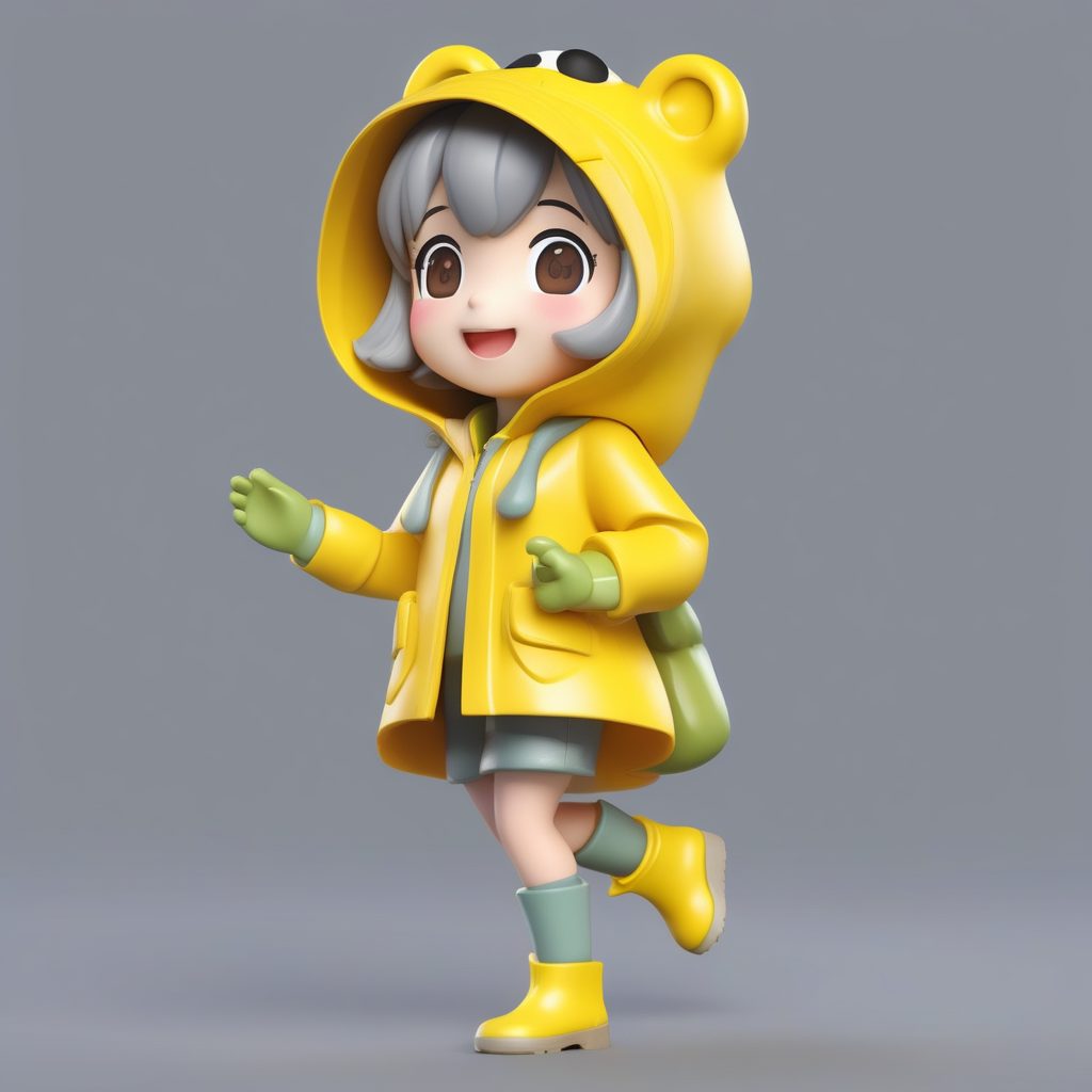 一个青蛙雨衣造型Q版手办