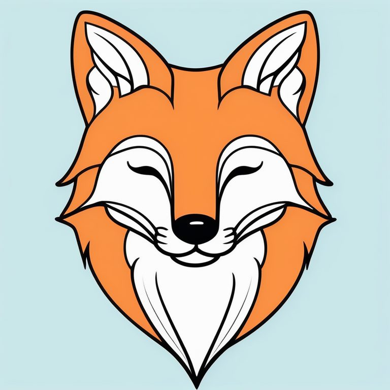 异想天开的线条艺术风格狐狸肖像