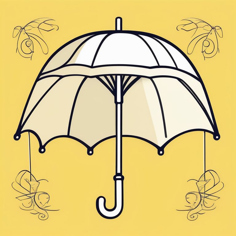 异想天开的线条艺术风格雨伞图标