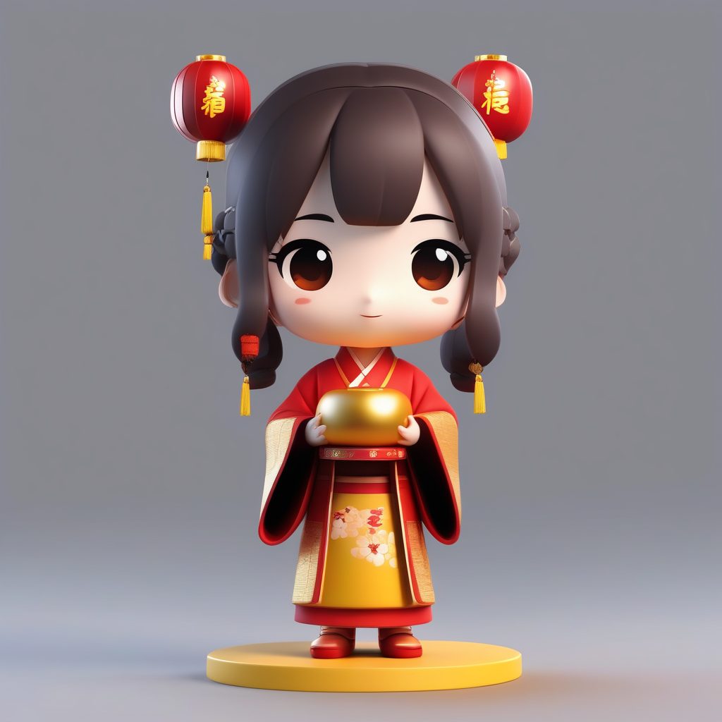 一只极简PopMart灯笼 Q版女孩盲盒玩偶