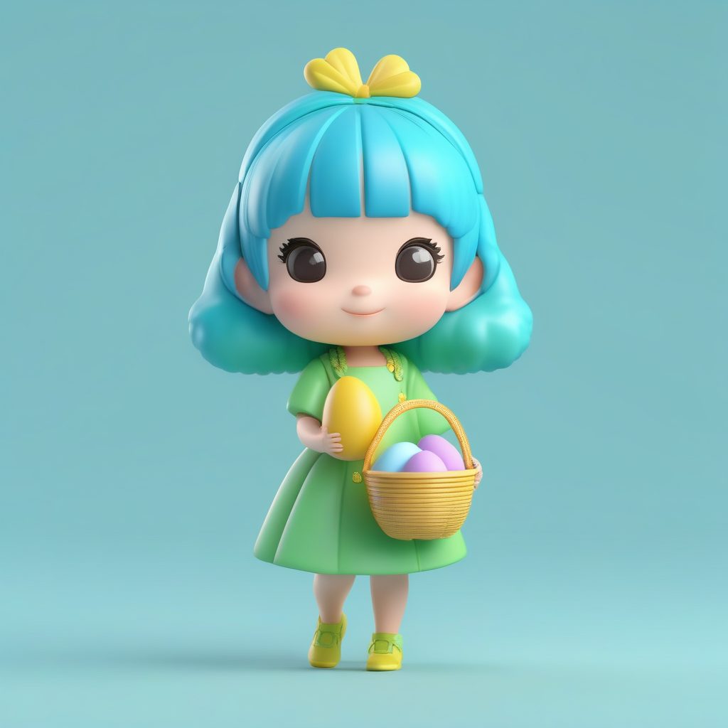 一只极简PopMart复活节彩蛋Q版女孩全身手办