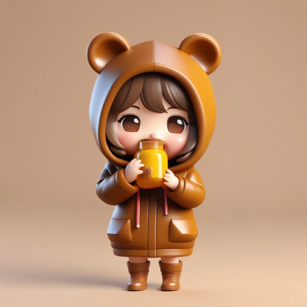 一只极简PopMart蜜罐熊Q版女孩盲盒手办