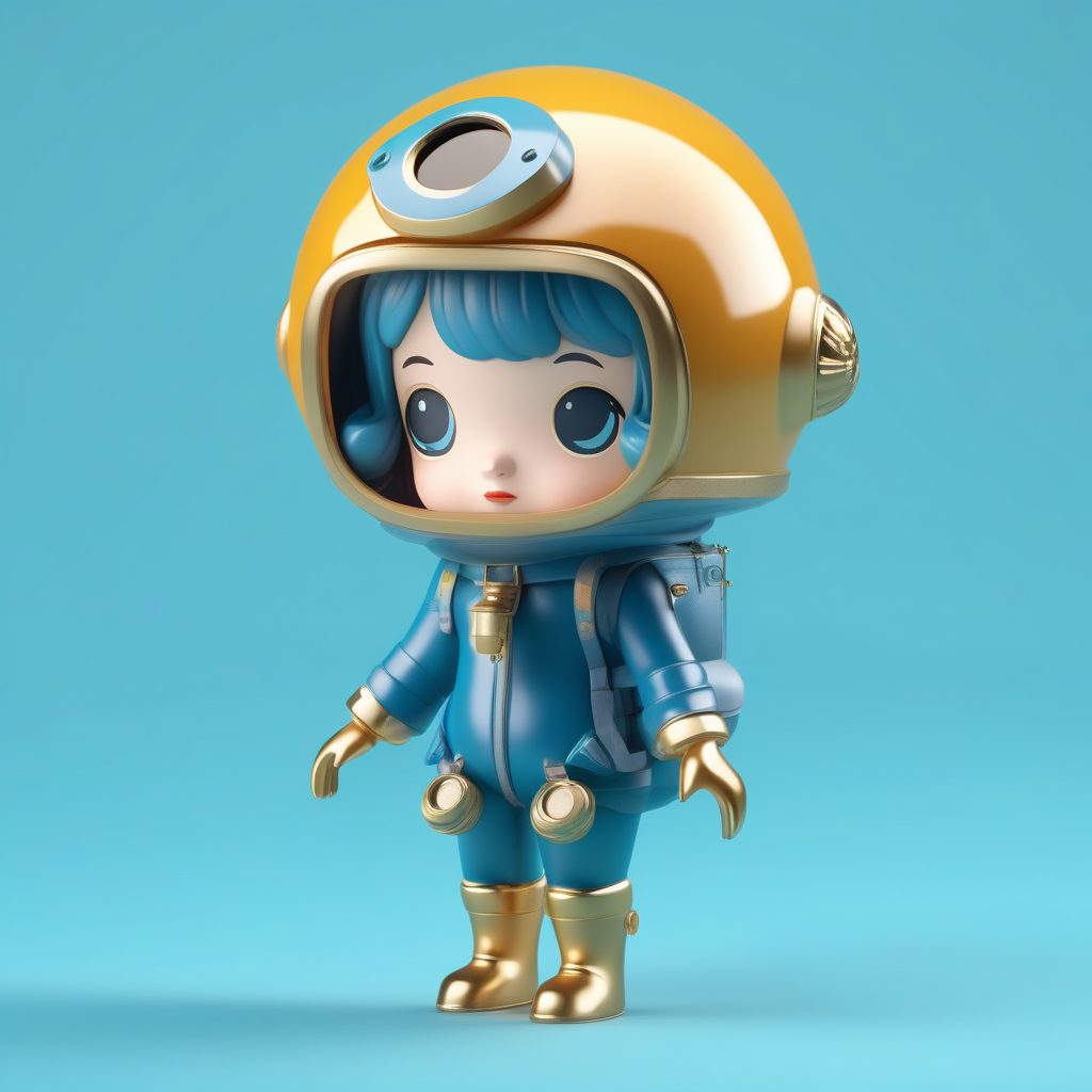 一只极简PopMart潜水员Q版女孩全身手办