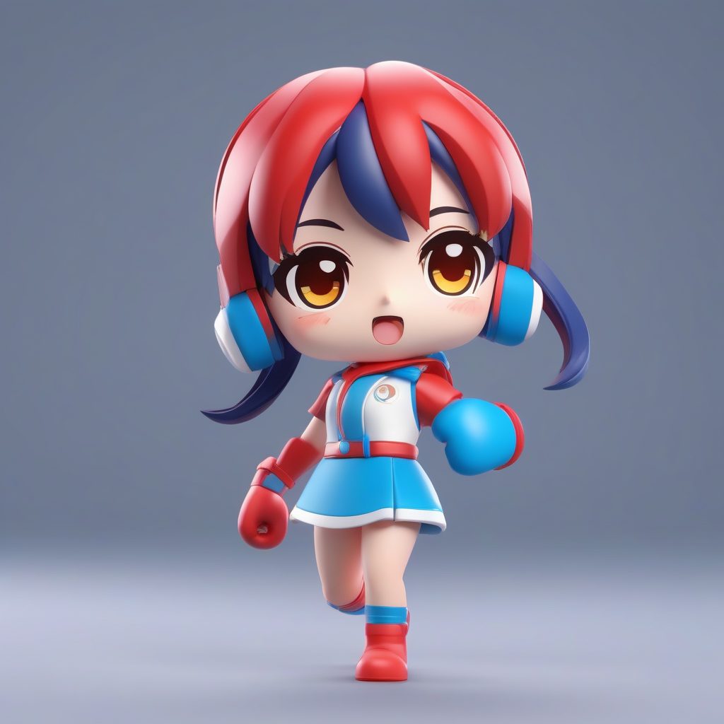 一只极简PopMart拳击手Q版女孩全身手办