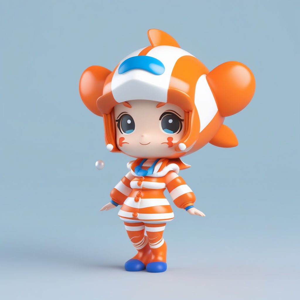 一只极简PopMart小丑鱼Q版女孩全身手办