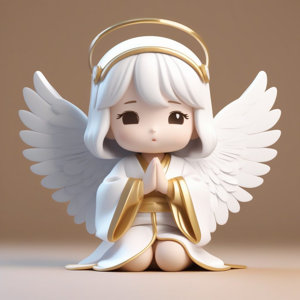 一只极简Q版小天使女孩盲盒玩偶