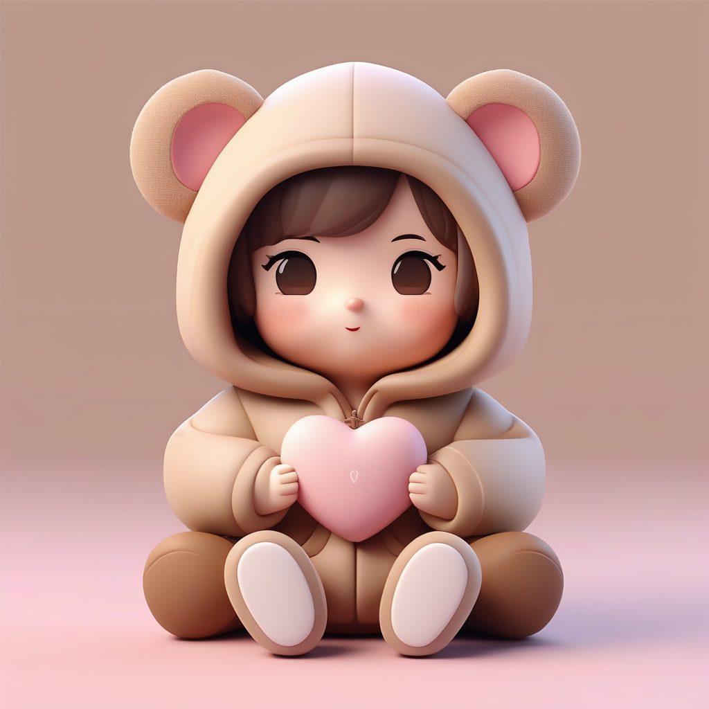 一只极简泰迪熊帽Q版女孩盲盒玩偶