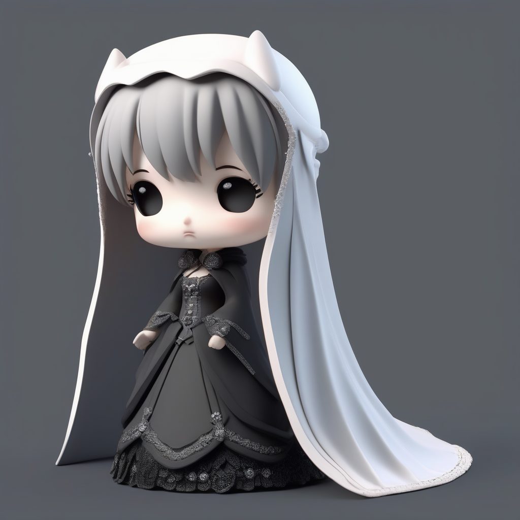 一只可爱粘土Q版哥特新娘女孩盲盒手办