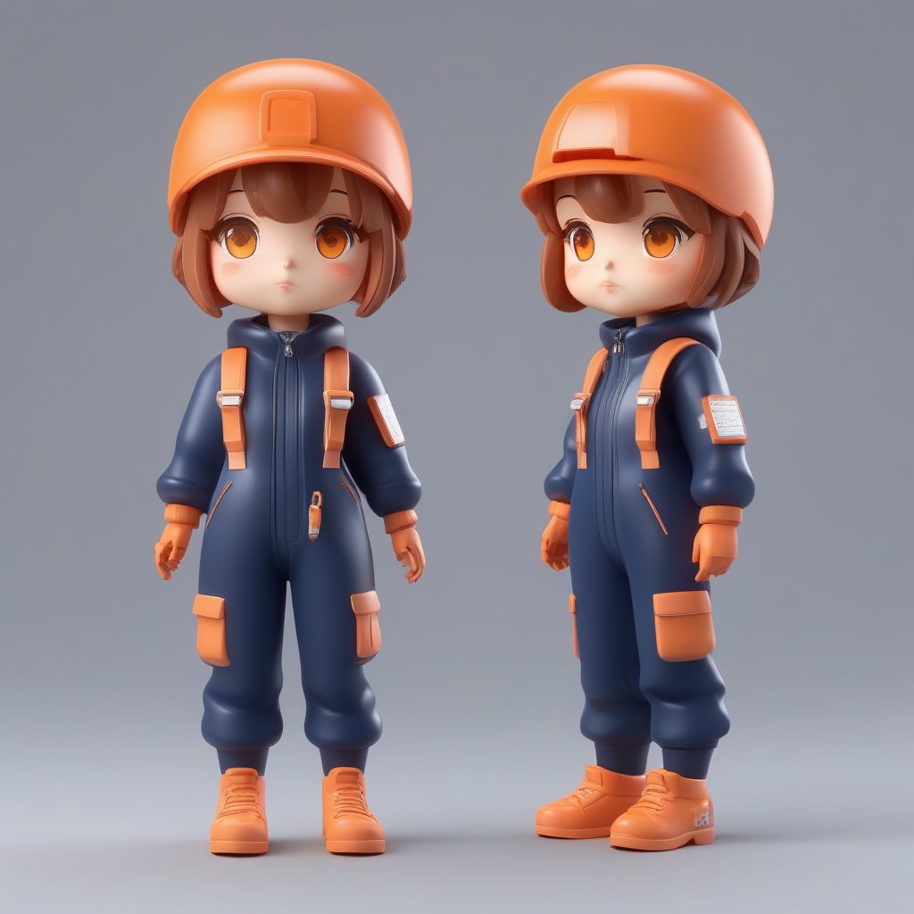 一只可爱粘土Q版机械师女孩全身模型