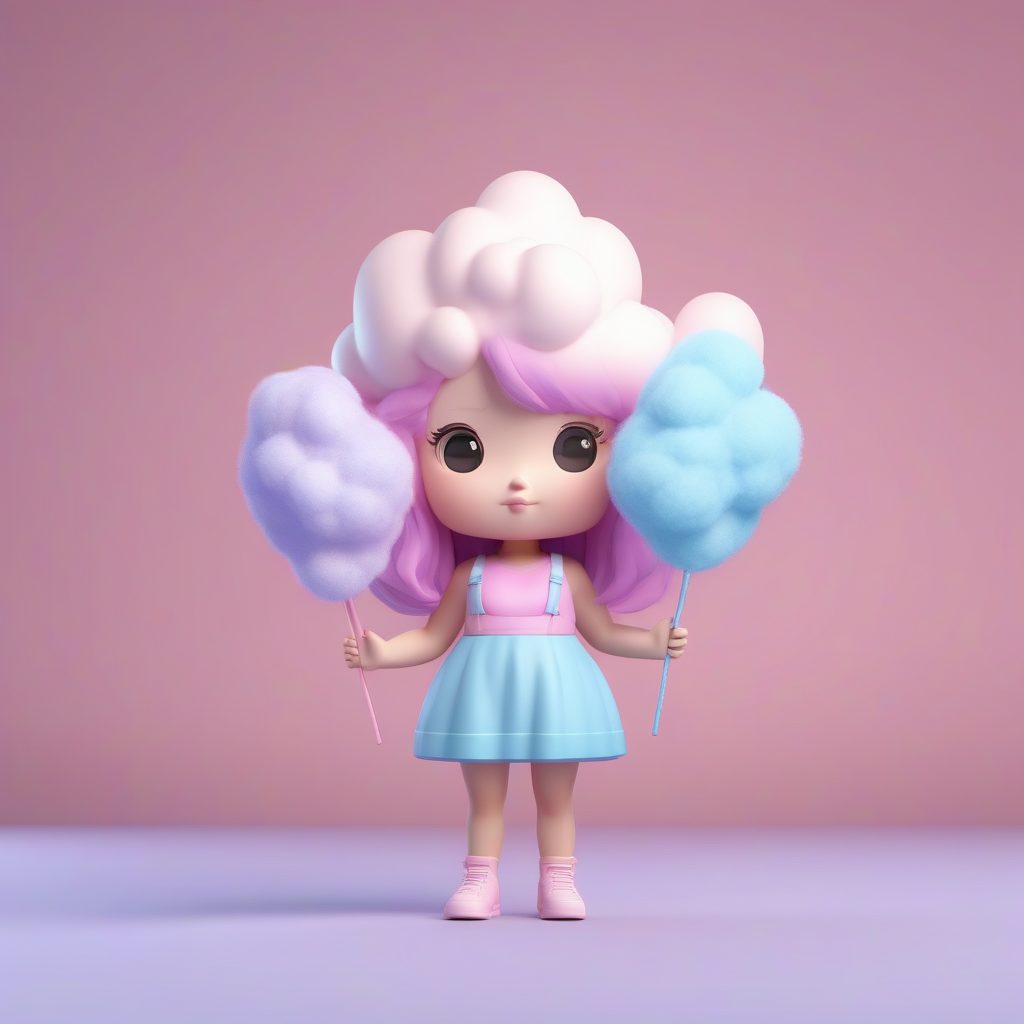 一只可爱粘土Q版棉花糖女孩全身手办