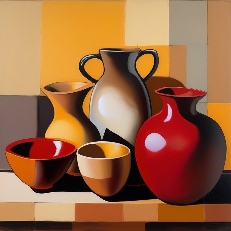 印象派抽象油画温暖器物构成