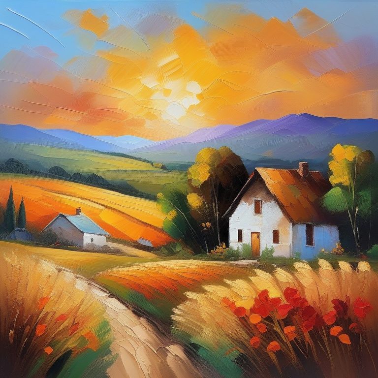 印象派油画田园风光