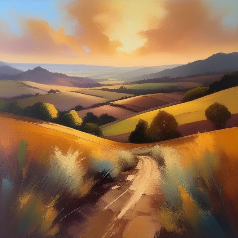 印象派油画温暖大地风景