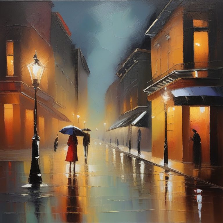 印象油画浪漫夜色城市