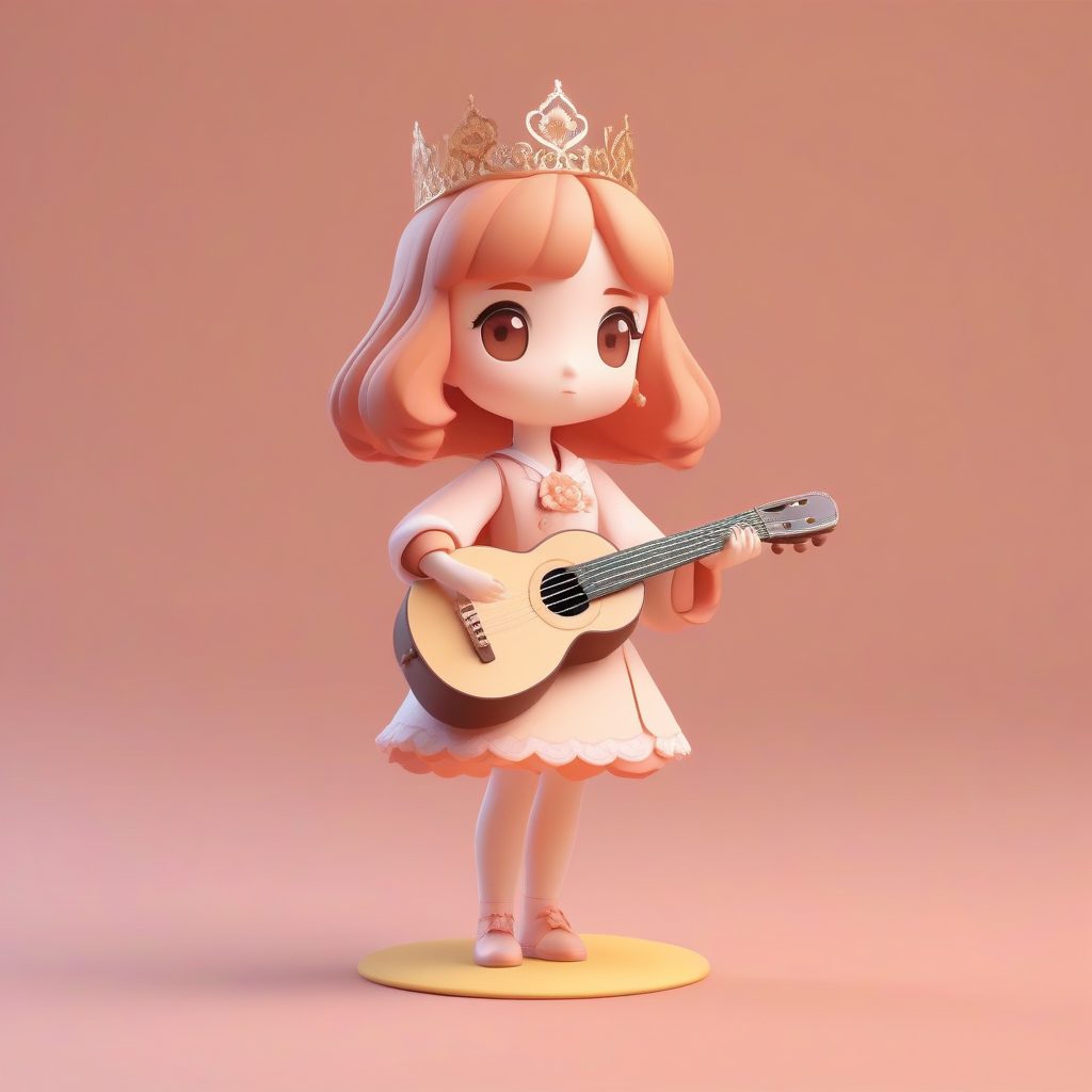 音乐流浪者：携带迷你鲁特琴的Q版公主渲染图