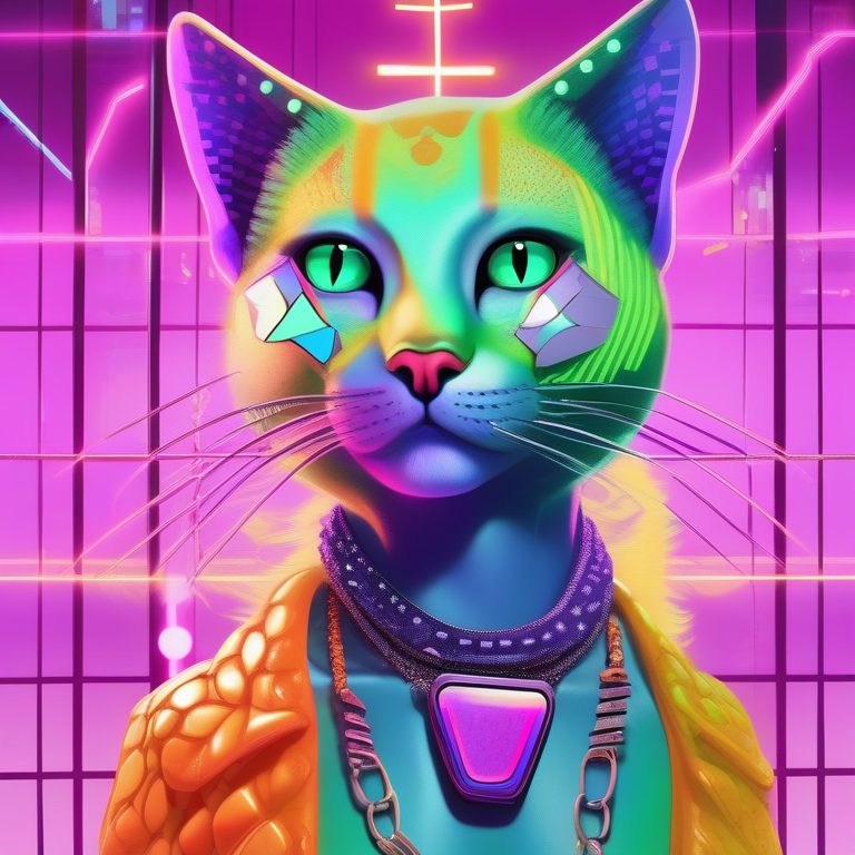 荧光Y2K潮流抽象猫咪肖像