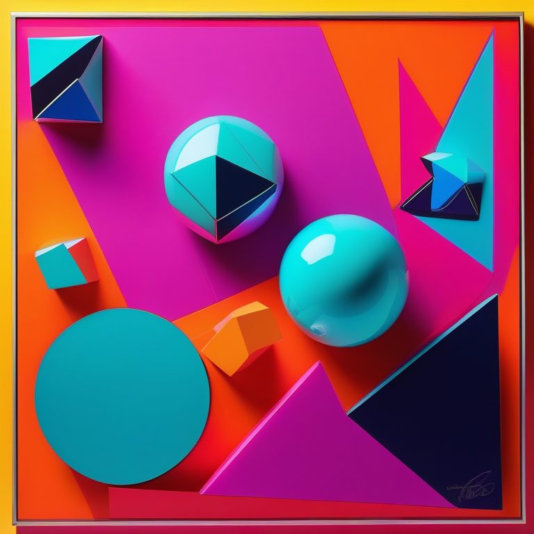 荧光Y2K抽象几何物体艺术