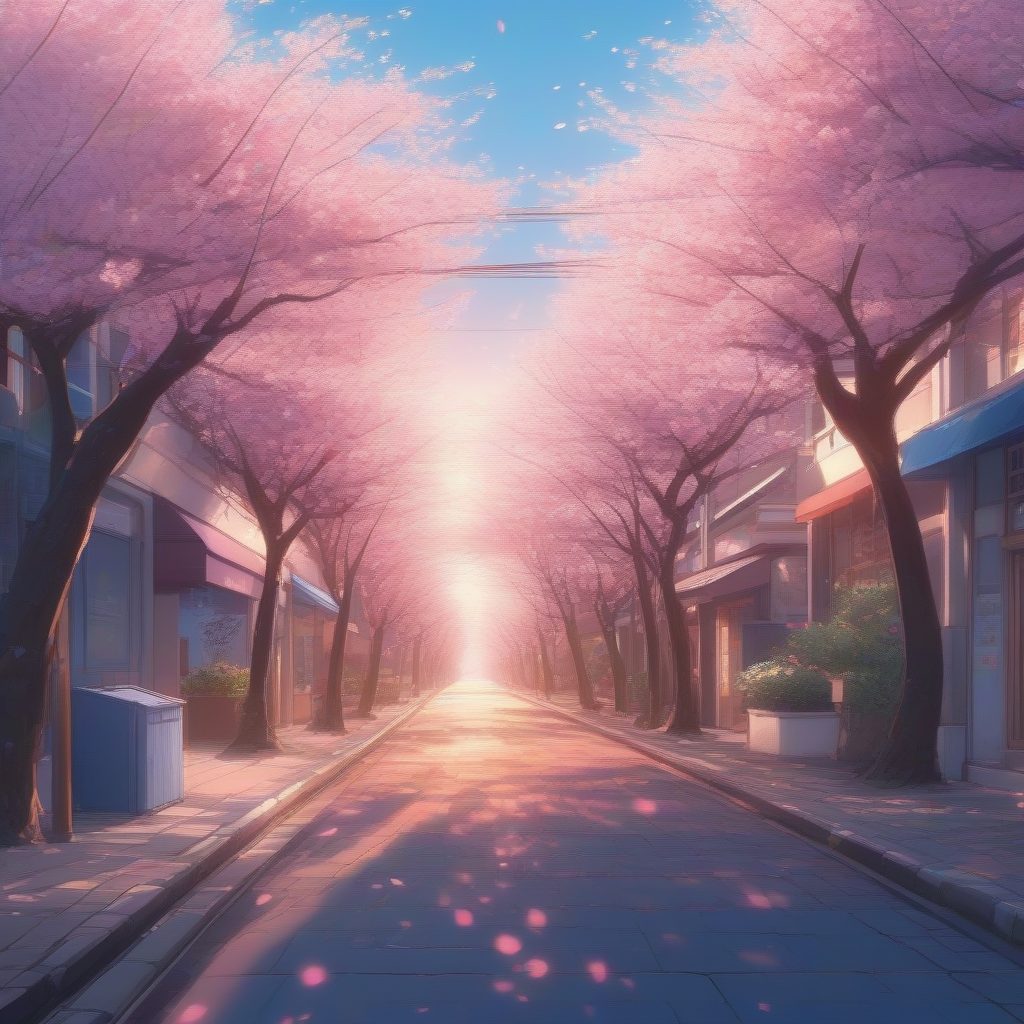 樱花隧道：粉色花瓣与蓝天交织的梦幻街道