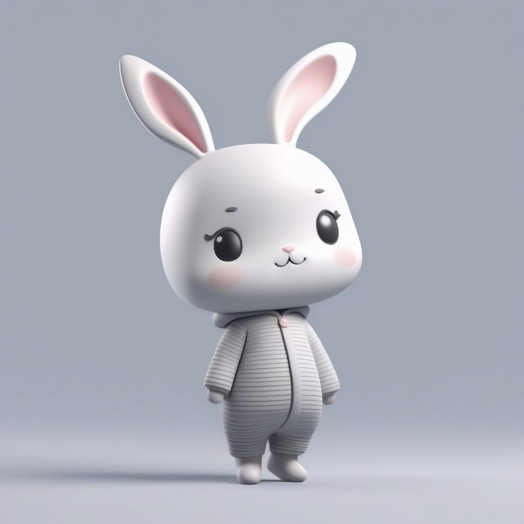 慵懒睡衣兔耳娘：治愈系C4D粘土风格打哈欠全身图