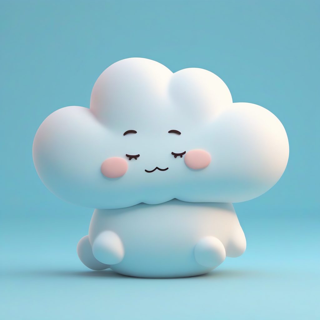 慵懒睡衣云朵Q版:柔焦光影下的天蓝色纯色背景全身照 1 慵懒睡衣云朵Q版:柔焦光影下的天蓝色纯色背景全身照