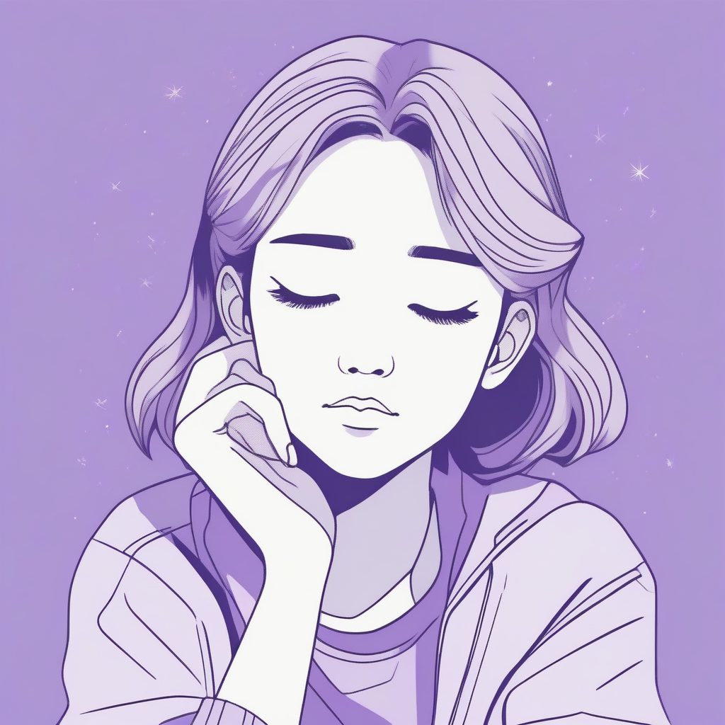 慵懒午后：二次元少女睡眼惺忪极简头像